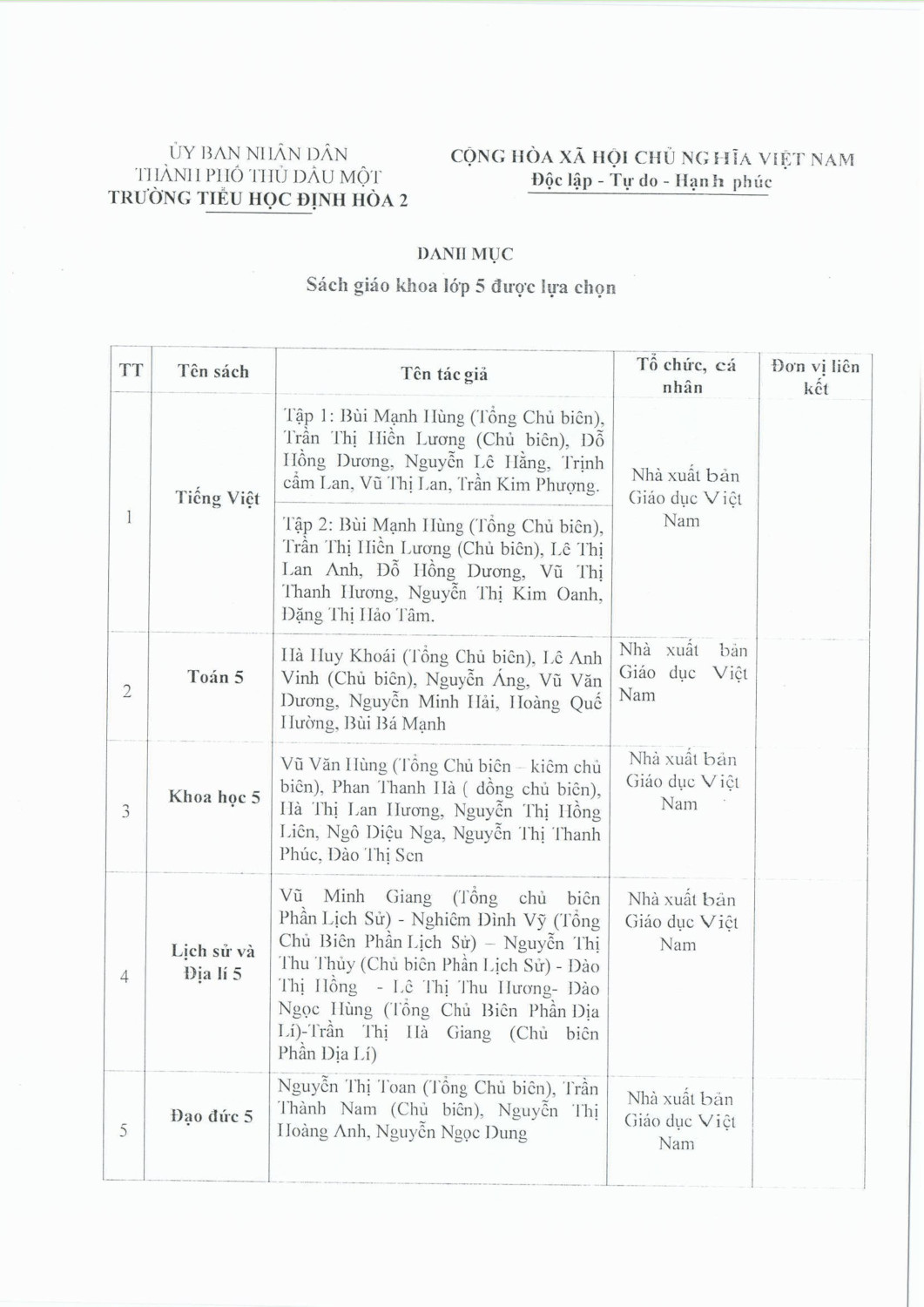 DANH MUC SGK LOP 5 NH 2025 2026 hình ảnh 0